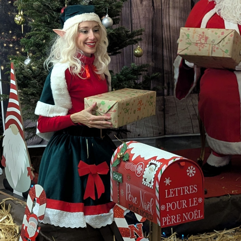distribution des cadeaux de noel par un lutin