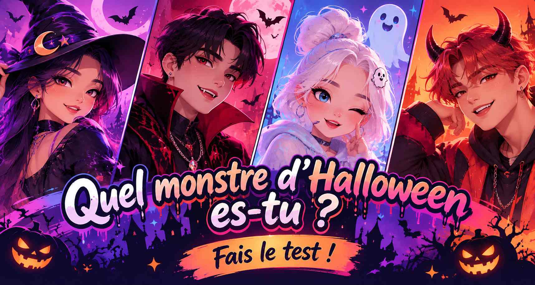 Personnages d'Halloween avec texte amusant